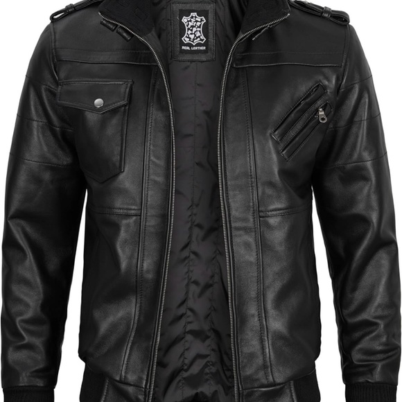 Genuine Leather Black Moto Jacket w/ Hood • New • Real Leather - Picture 12 of 13